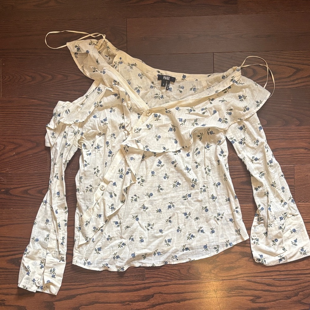 PAIGE Cream Floral Off-Shoulder Blouse
